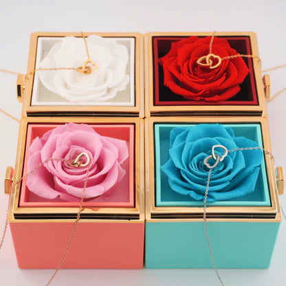 Eternal Rose Rotating Gift Box W/ Gold Necklace - My Store