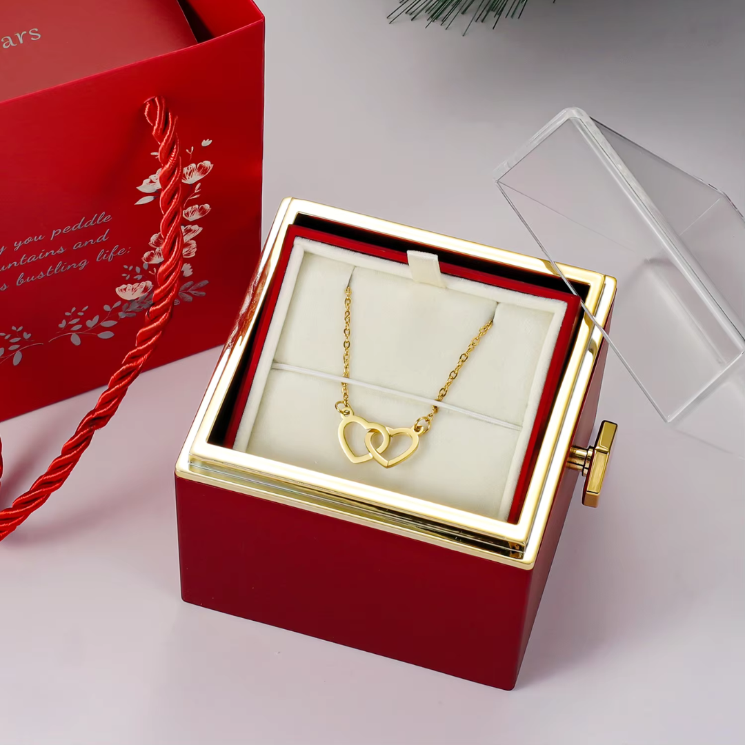 Eternal Rose Rotating Gift Box W/ Gold Necklace - My Store