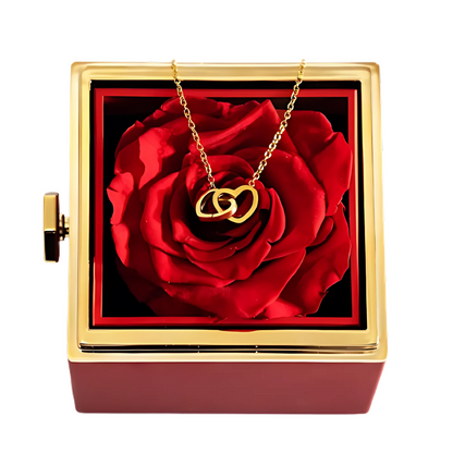 Eternal Rose Rotating Gift Box W/ Gold Necklace