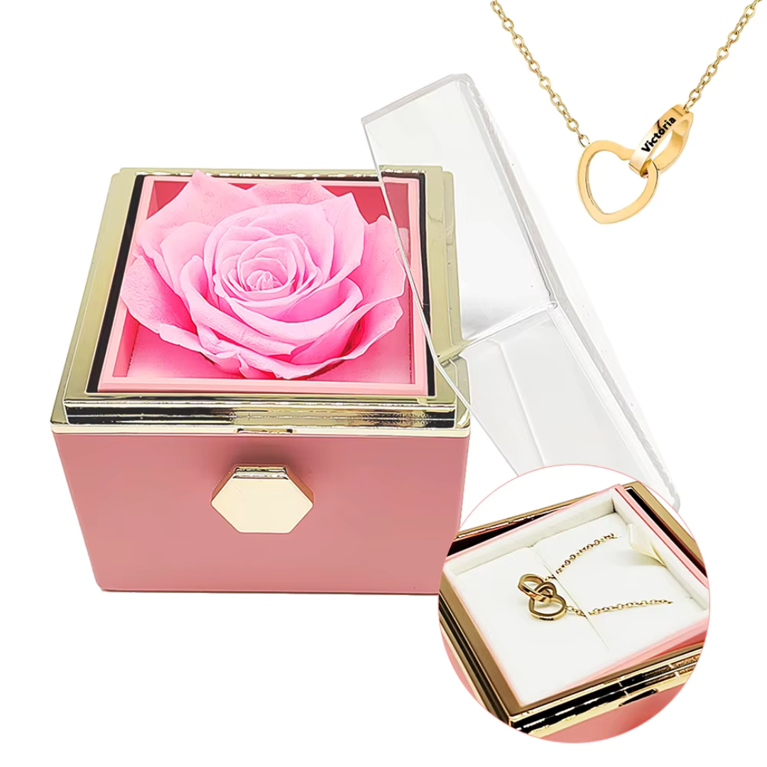 Eternal Rose Rotating Gift Box W/ Gold Necklace - My Store