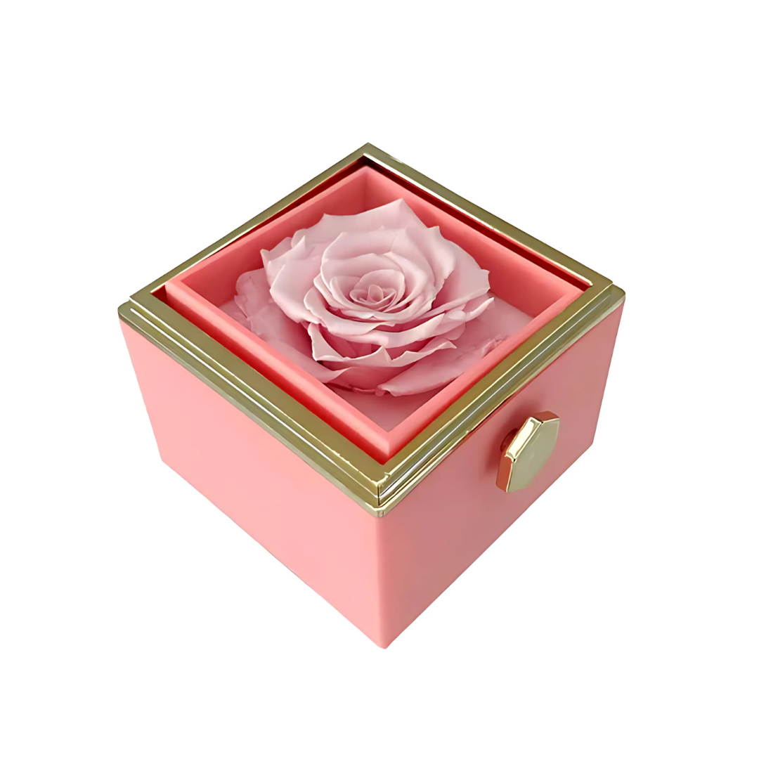 Eternal Rose Rotating Gift Box W/ Gold Necklace