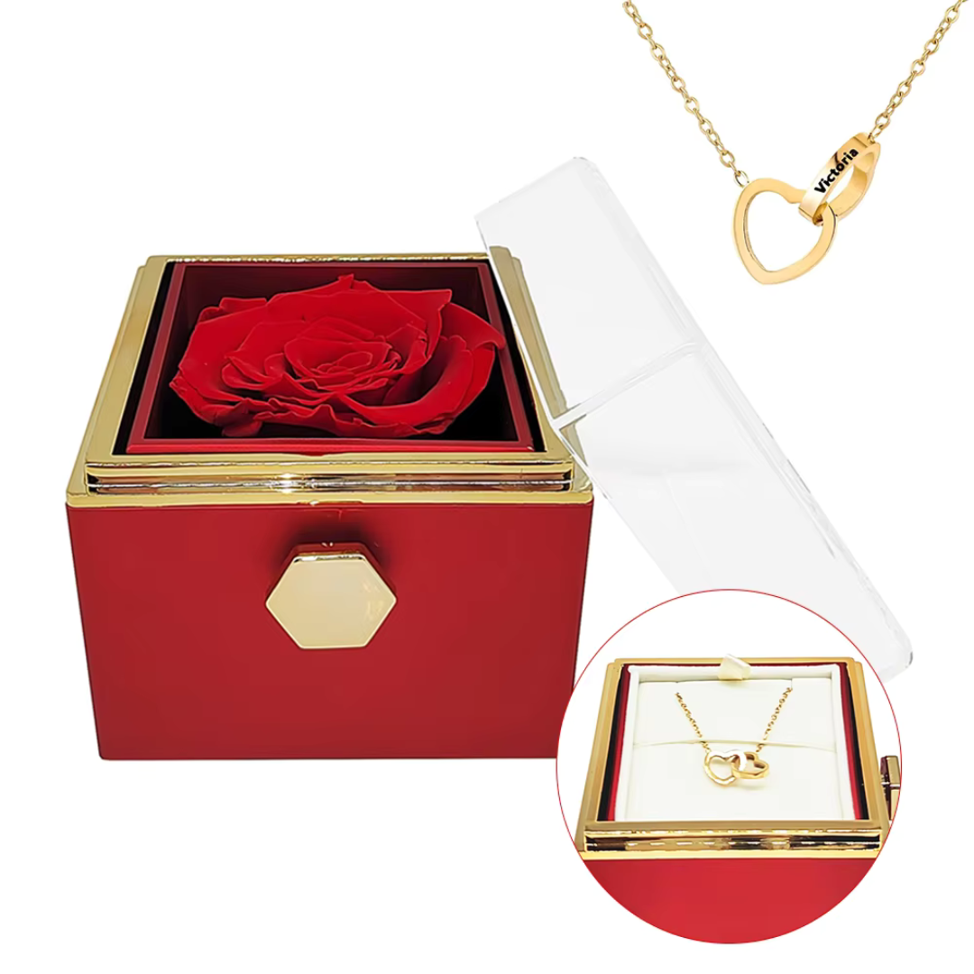 Eternal Rose Rotating Gift Box W/ Gold Necklace - My Store