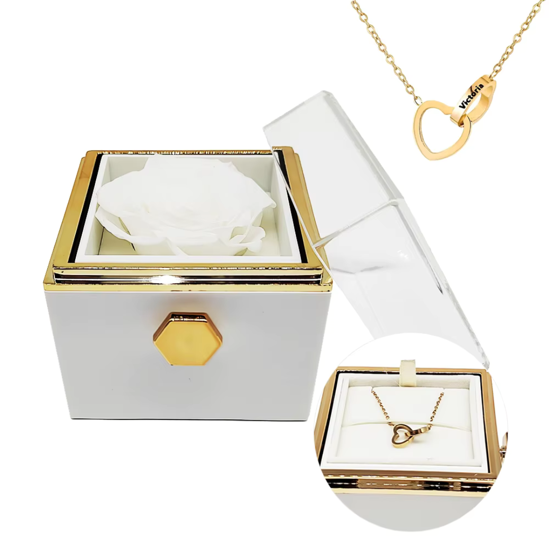 Eternal Rose Rotating Gift Box W/ Gold Necklace - My Store