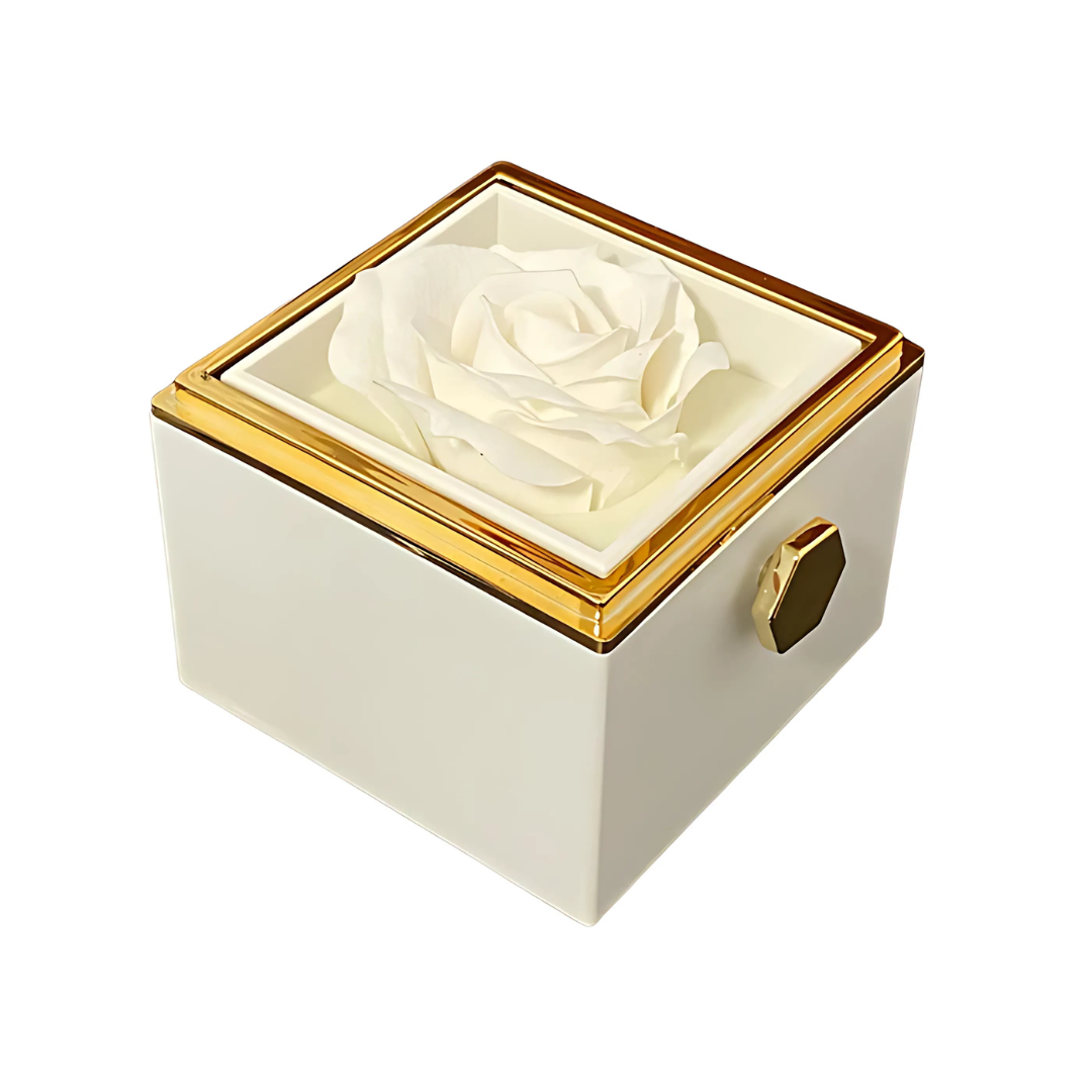 Eternal Rose Rotating Gift Box W/ Gold Necklace